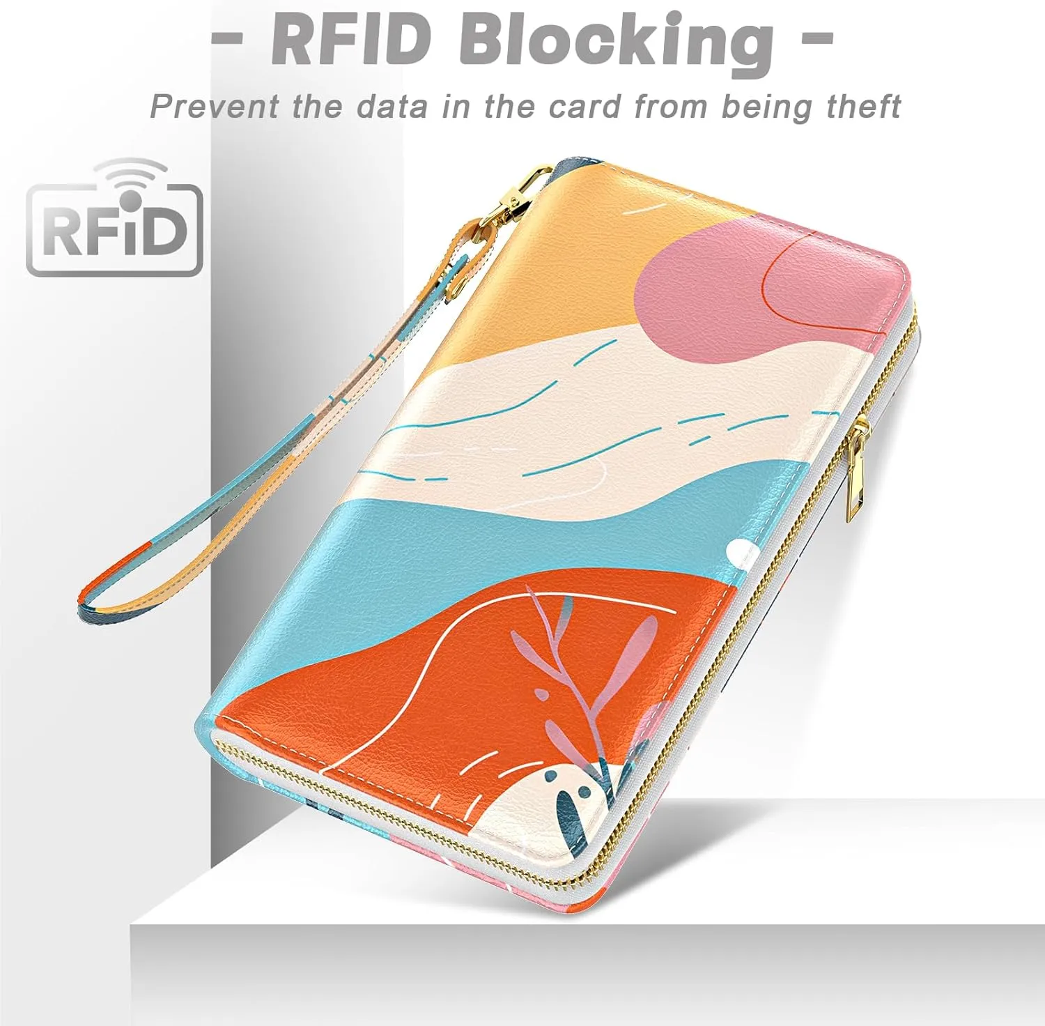 Womens Wallet, RFID Wristlet Wallets for Women, Ladies Clutch Purses, Large Travel Card Holder with Phone Holder