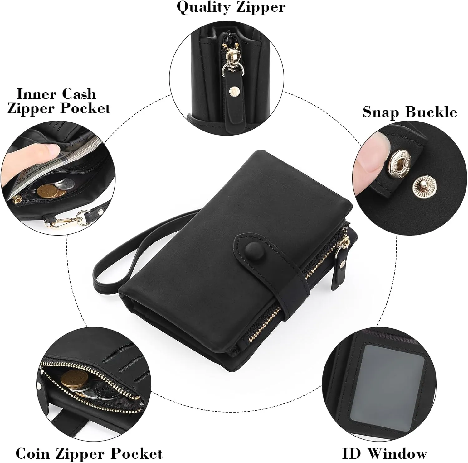 Womens Wallet Small Bifold Leather Wallets Women RFID blocking Ladies Wristlet with Card holder ID window Coin Purse