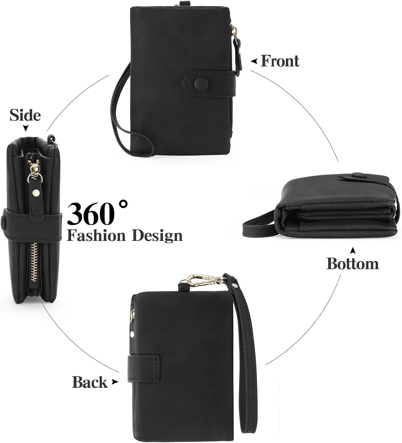 Womens Wallet Small Bifold Leather Wallets Women RFID blocking Ladies Wristlet with Card holder ID window Coin Purse