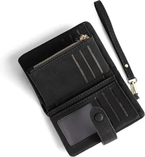 Womens Wallet Small Bifold Leather Wallets Women RFID blocking Ladies Wristlet with Card holder ID window Coin Purse