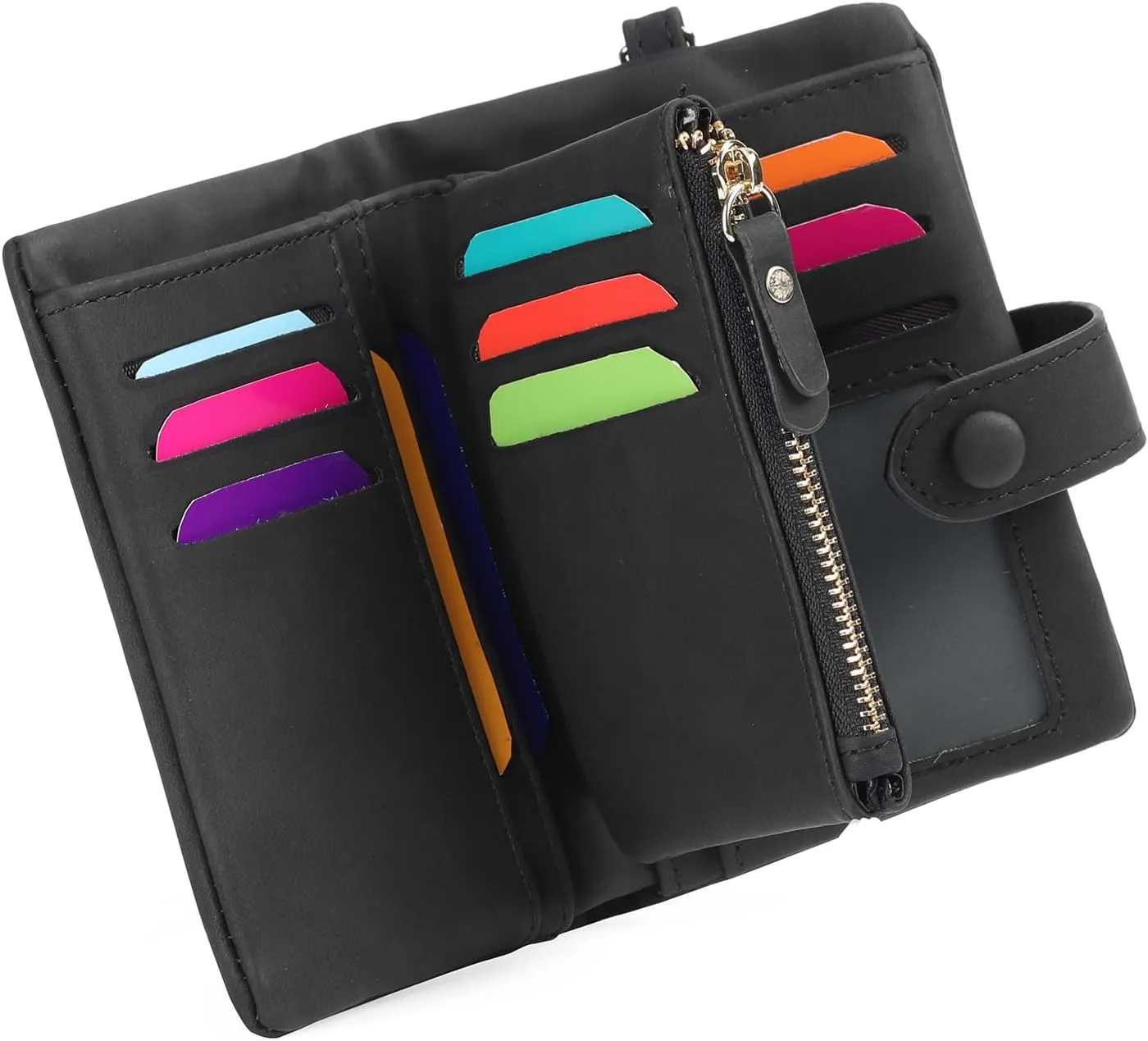 Womens Wallet Small Bifold Leather Wallets Women RFID blocking Ladies Wristlet with Card holder ID window Coin Purse