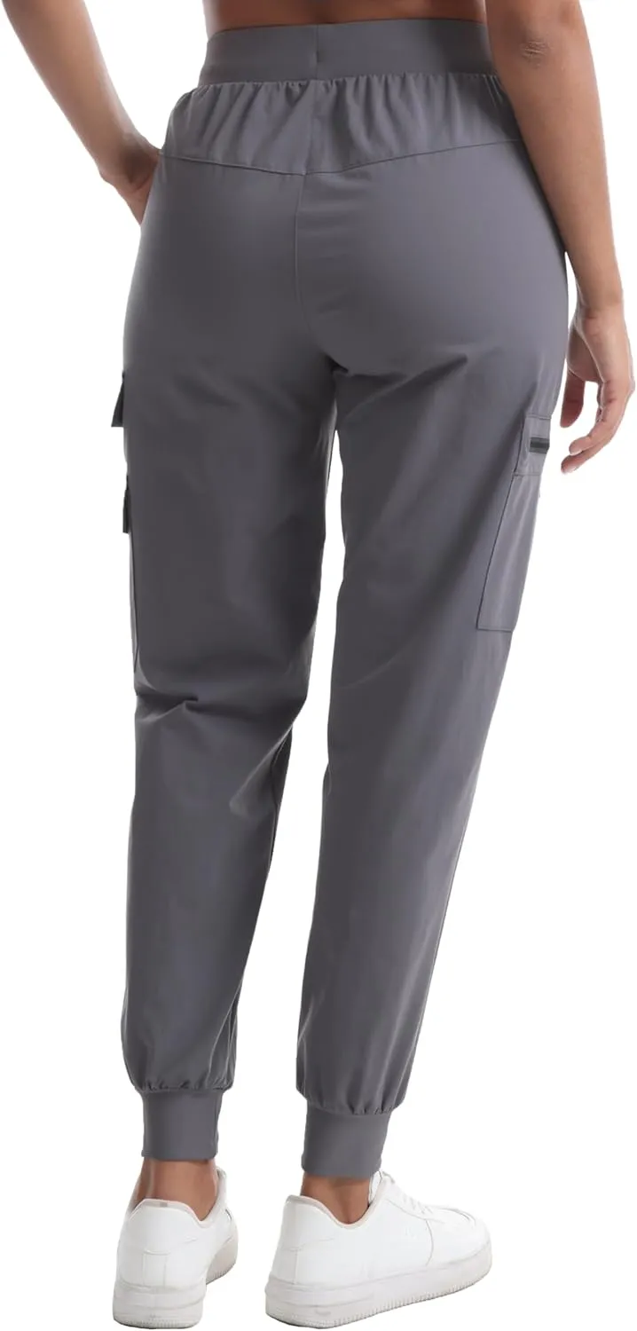 Women's Water Resistant Cargo Joggers - Trendy Travel Hiking Pants with Zippered Pockets for All Season