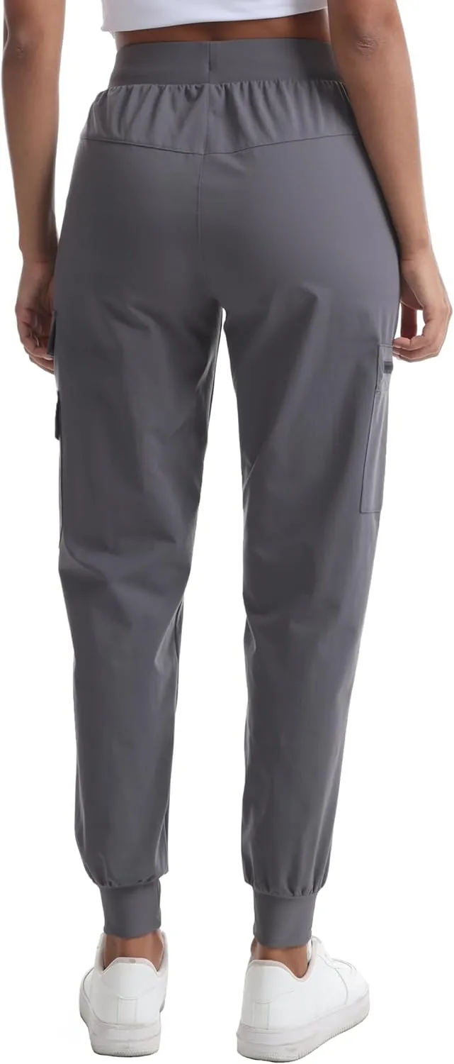 Women's Water Resistant Cargo Joggers - Trendy Travel Hiking Pants with Zippered Pockets for All Season