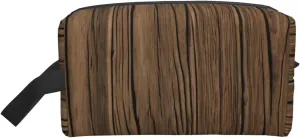Wood Grain Print Toiletries Makeup and Daily Essentials Large Capacity Zippered Storage Travel Bag