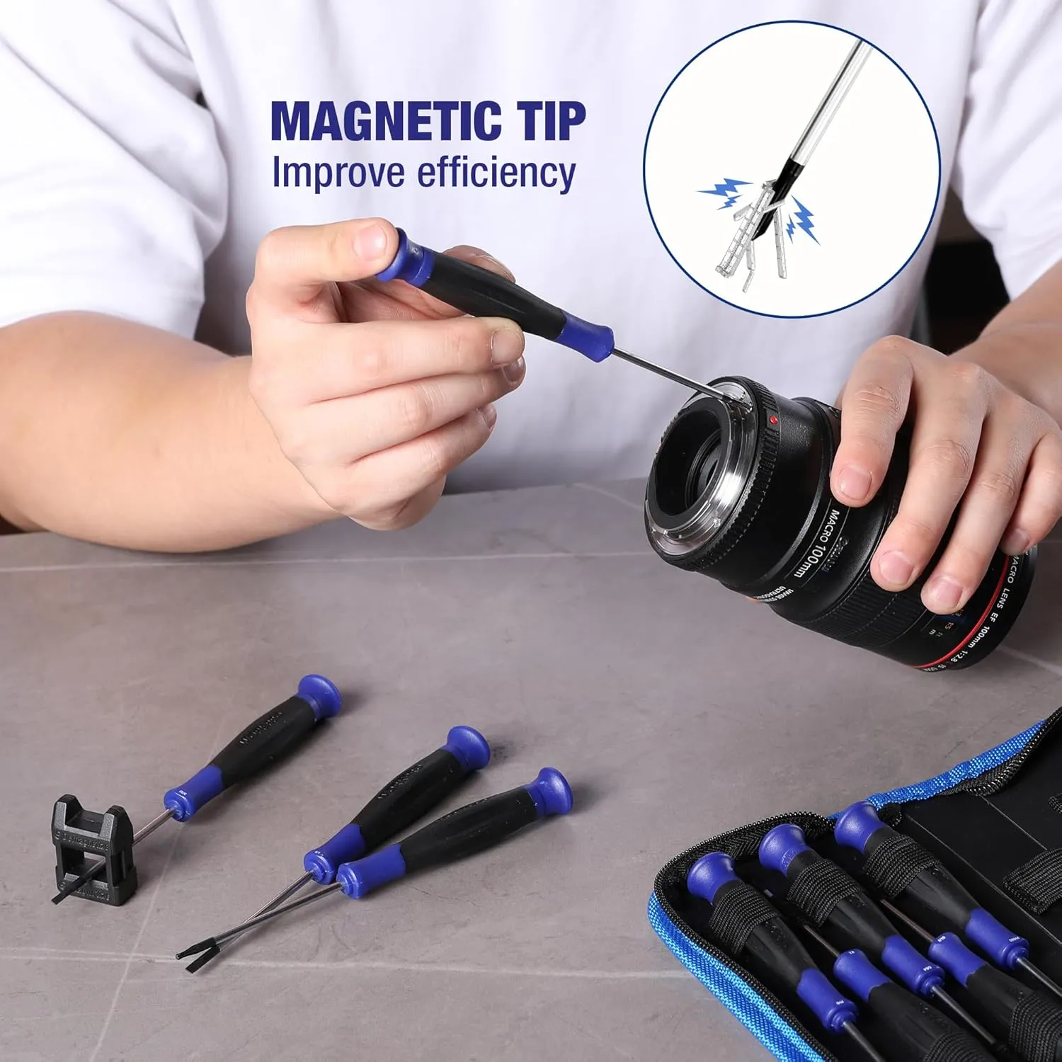 WORKPRO 10-Piece Precision Screwdriver Set with Pouch, Phillips, Slotted, Torx Star, Magnetic Screwdriver Repair Tool Kit, Non-Slip Grip, for Eyeglass, Watch, Computer, Laptop, Phone