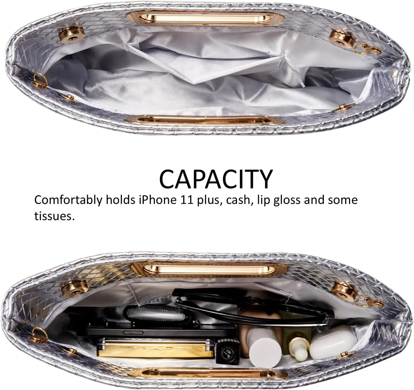 Woven Evening Bag Clutch Purses for Women Fashion PU Leather Crossbody Purse for Wedding Party and Prom