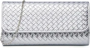 Woven Evening Bag Clutch Purses for Women Fashion PU Leather Crossbody Purse for Wedding Party and Prom