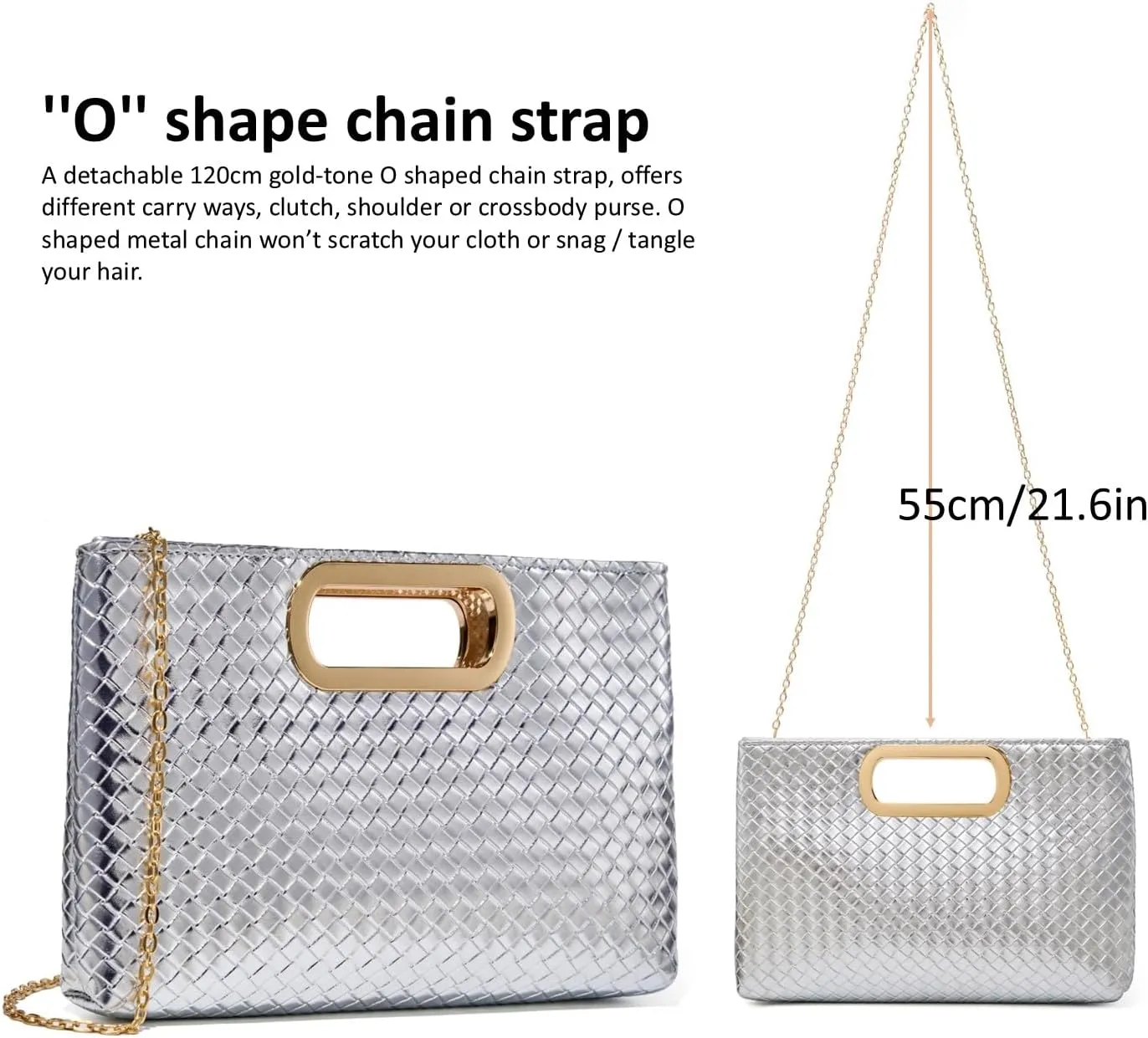 Woven Evening Bag Clutch Purses for Women Fashion PU Leather Crossbody Purse for Wedding Party and Prom