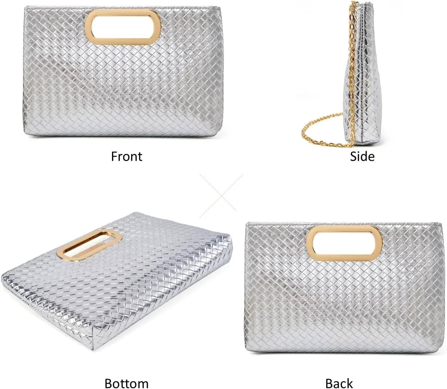 Woven Evening Bag Clutch Purses for Women Fashion PU Leather Crossbody Purse for Wedding Party and Prom