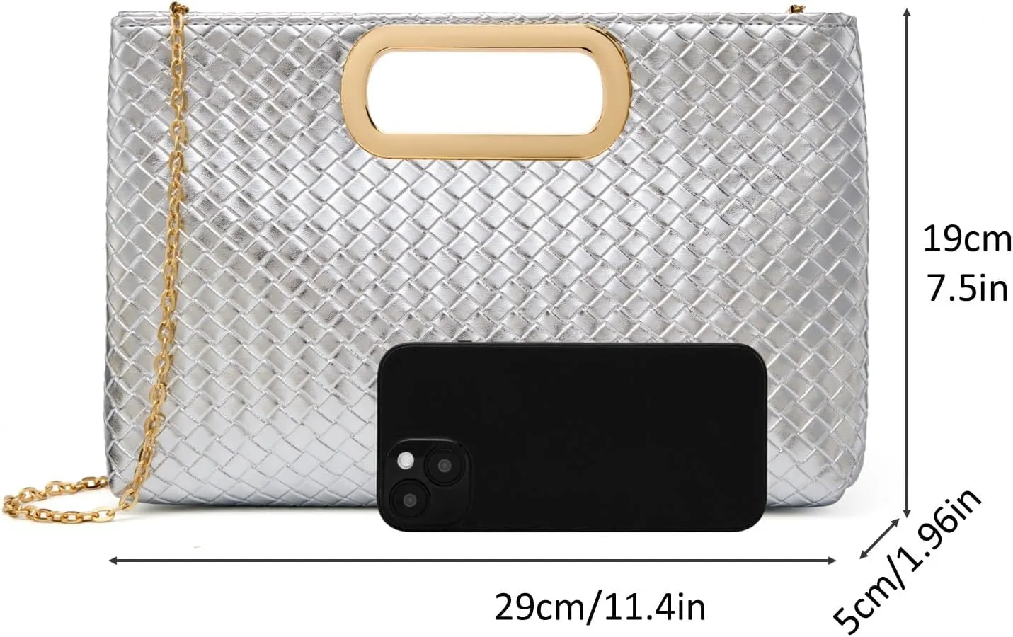 Woven Evening Bag Clutch Purses for Women Fashion PU Leather Crossbody Purse for Wedding Party and Prom