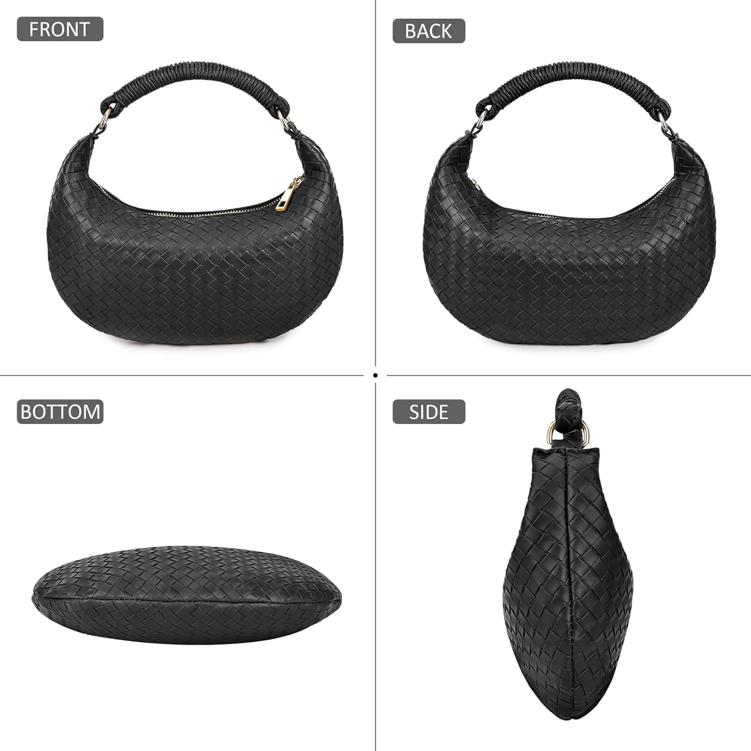 Woven Purse for Women,Small Woven Texture Hobo Dumpling Bag,Trendys Vegan Leather Handbag,Holiday Shoulder Bag Gift