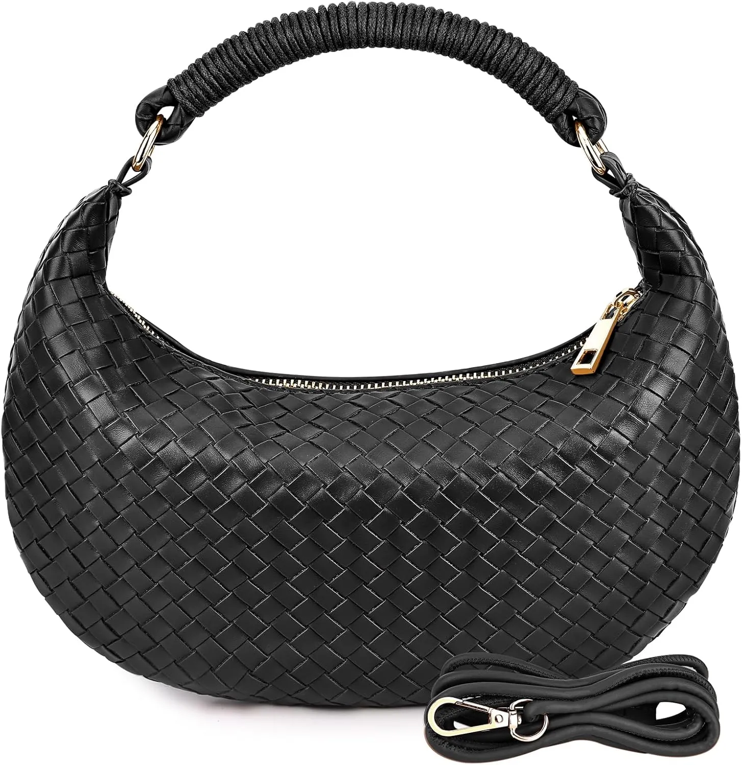 Woven Purse for Women,Small Woven Texture Hobo Dumpling Bag,Trendys Vegan Leather Handbag,Holiday Shoulder Bag Gift