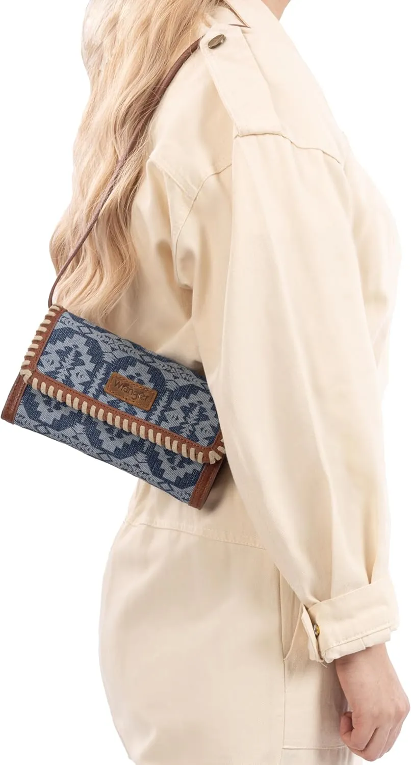 Wrangler Wristlet Wallets for Women Aztec Shoulder Bag Clutch Purses with Cellphone Bag