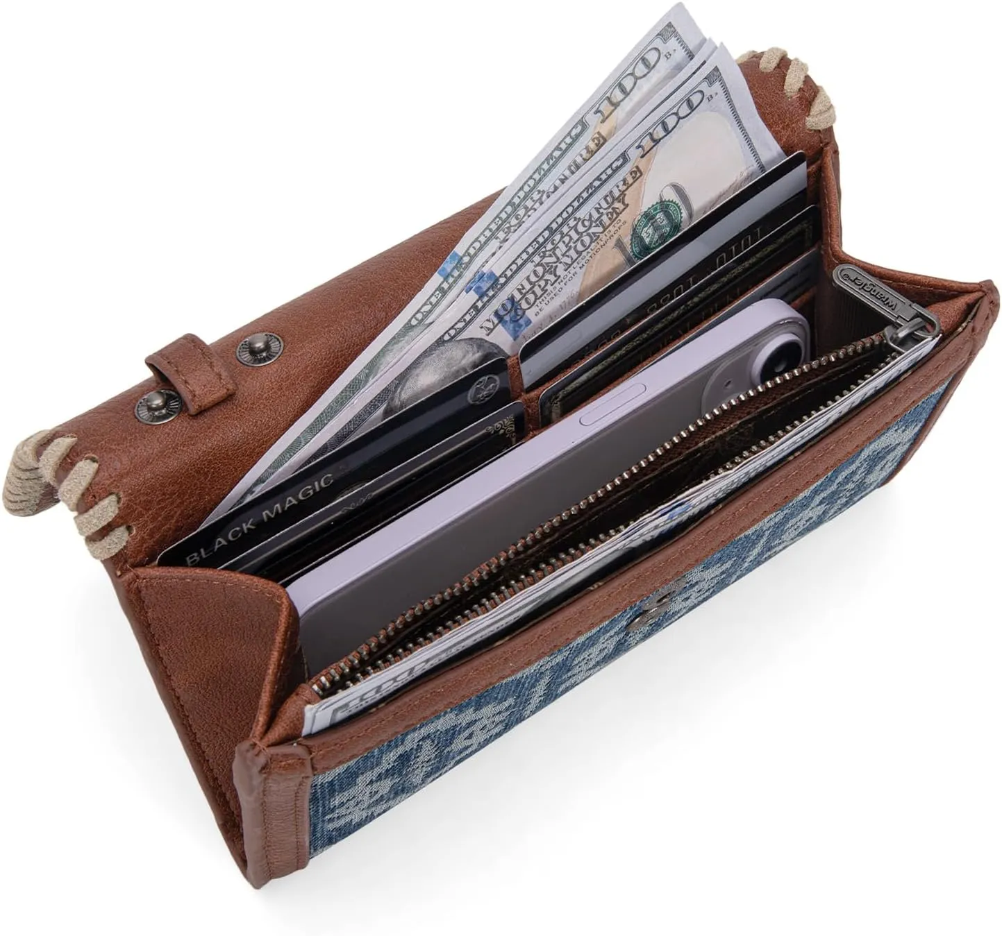Wrangler Wristlet Wallets for Women Aztec Shoulder Bag Clutch Purses with Cellphone Bag