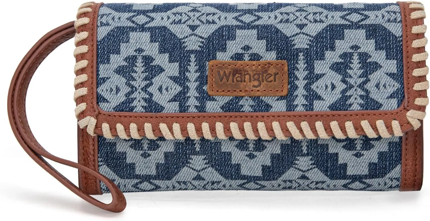 Wrangler Wristlet Wallets for Women Aztec Shoulder Bag Clutch Purses with Cellphone Bag