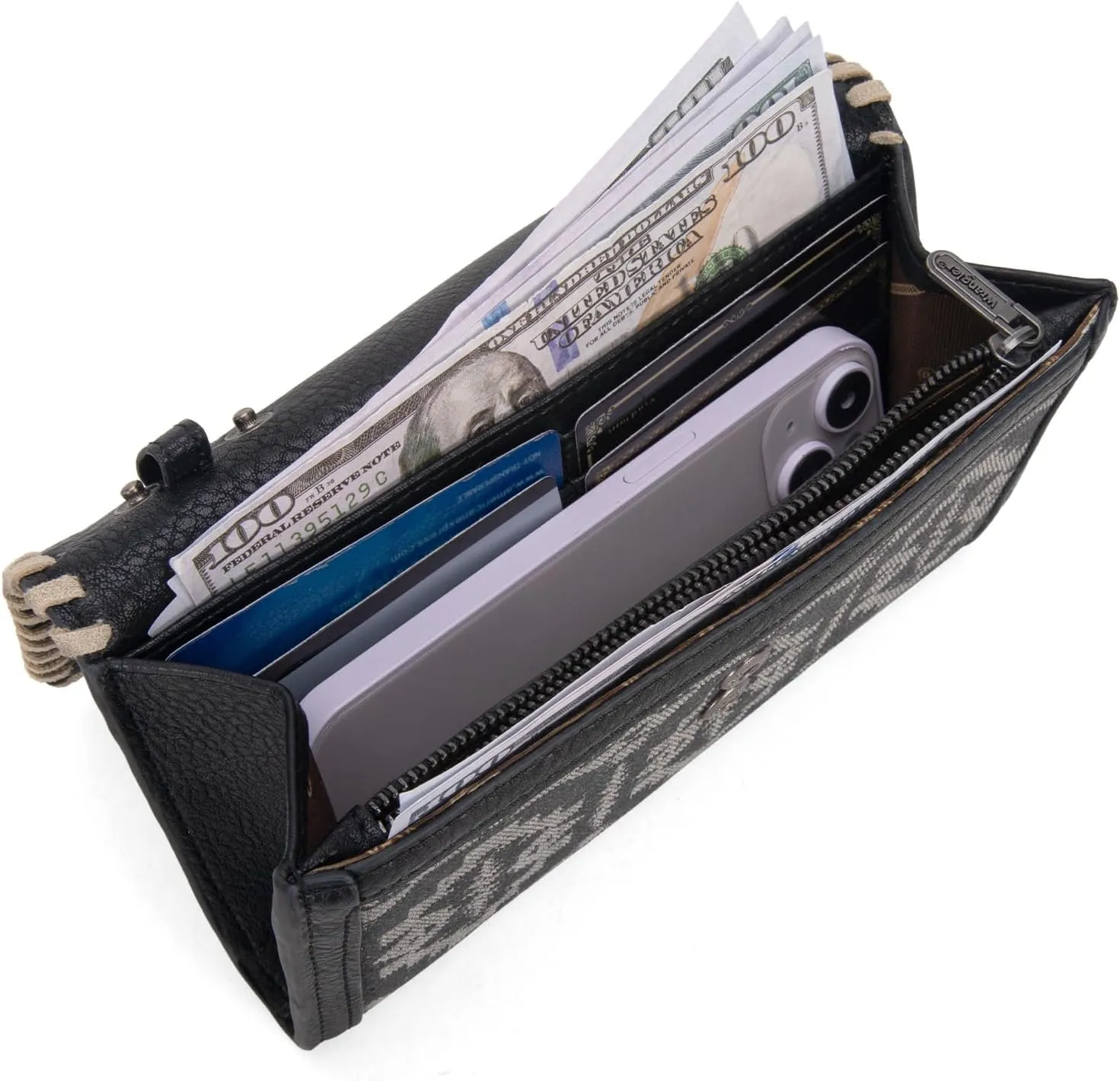 Wrangler Wristlet Wallets for Women Aztec Shoulder Bag Clutch Purses with Cellphone Bag