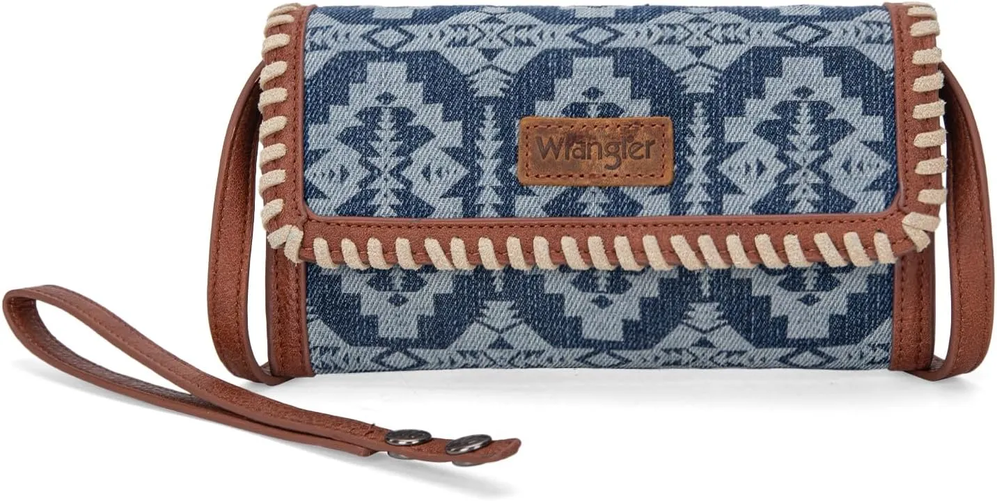Wrangler Wristlet Wallets for Women Aztec Shoulder Bag Clutch Purses with Cellphone Bag
