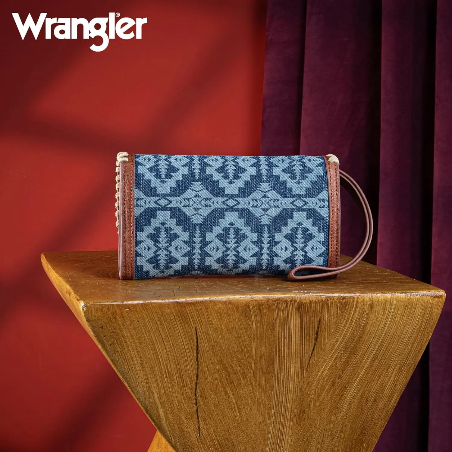 Wrangler Wristlet Wallets for Women Aztec Shoulder Bag Clutch Purses with Cellphone Bag