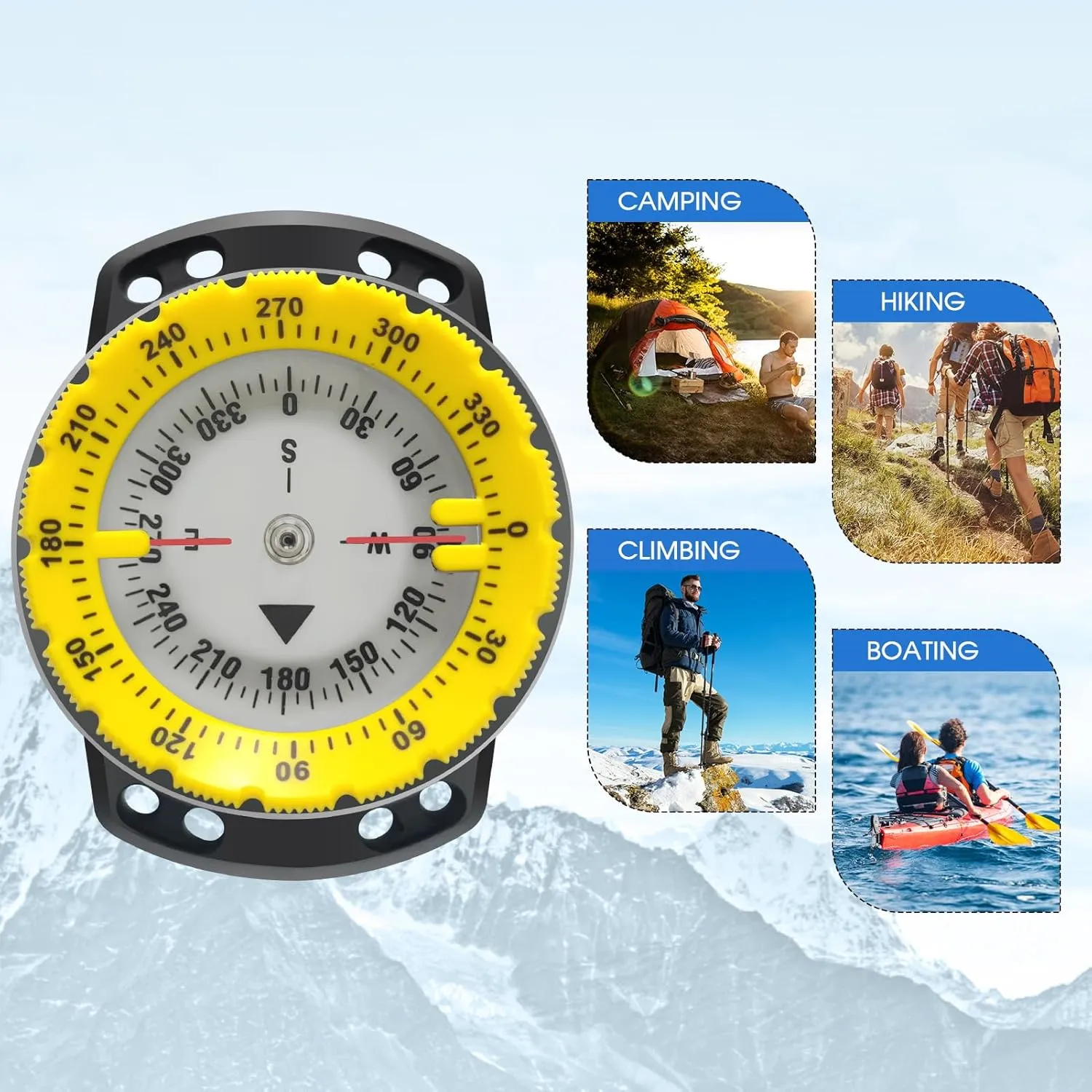 Wrist strap compass, waterproof luminous dial, elastic rope portable diving navigation compass