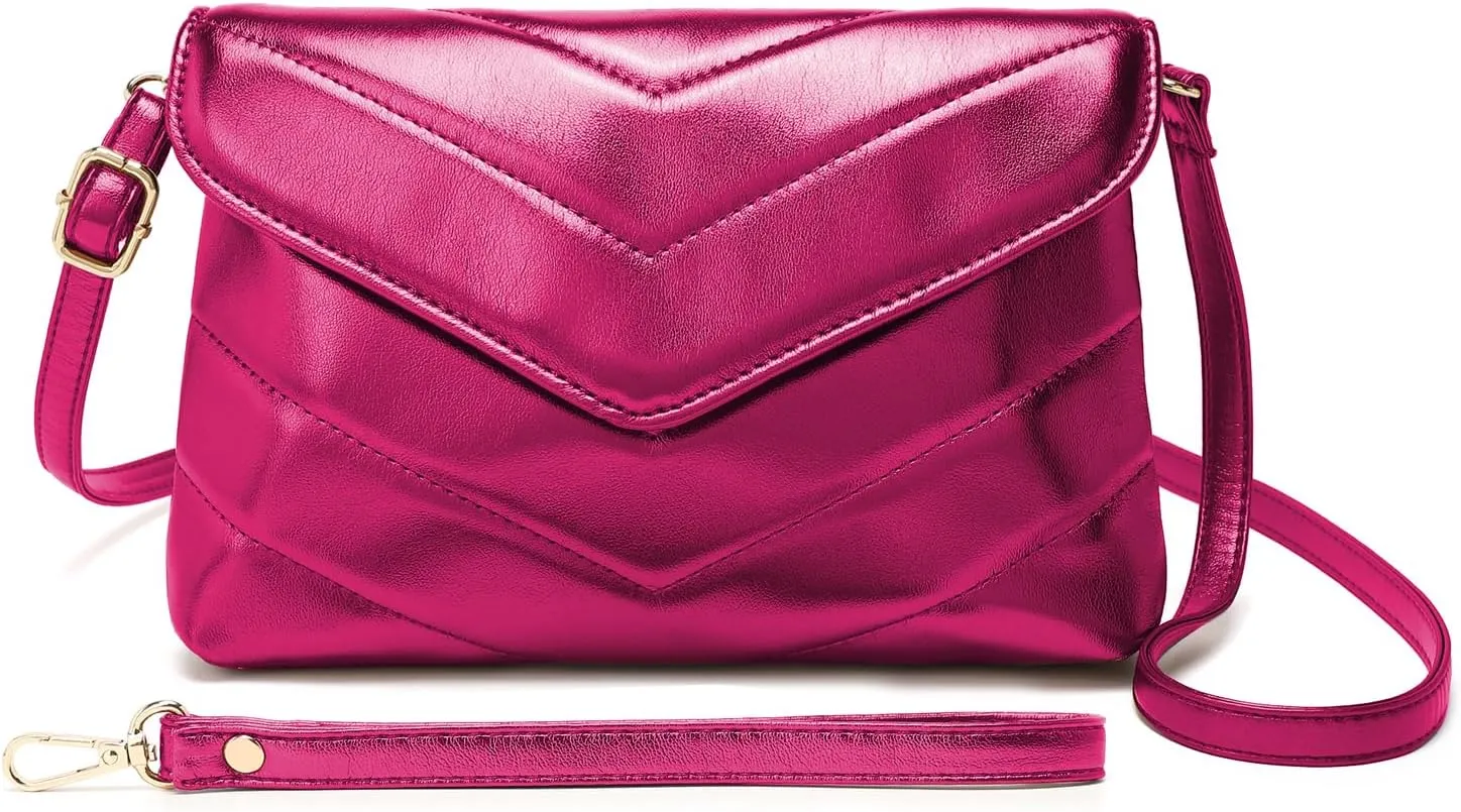 Wristlet Purse for Women Small, Ladies Clutch Envelope Handbag with Long Strap for Shopping Wedding Party