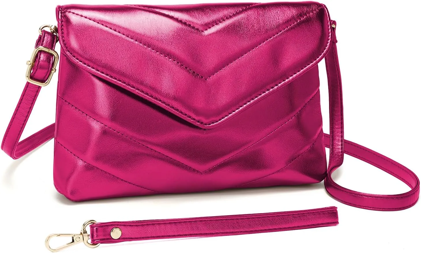 Wristlet Purse for Women Small, Ladies Clutch Envelope Handbag with Long Strap for Shopping Wedding Party