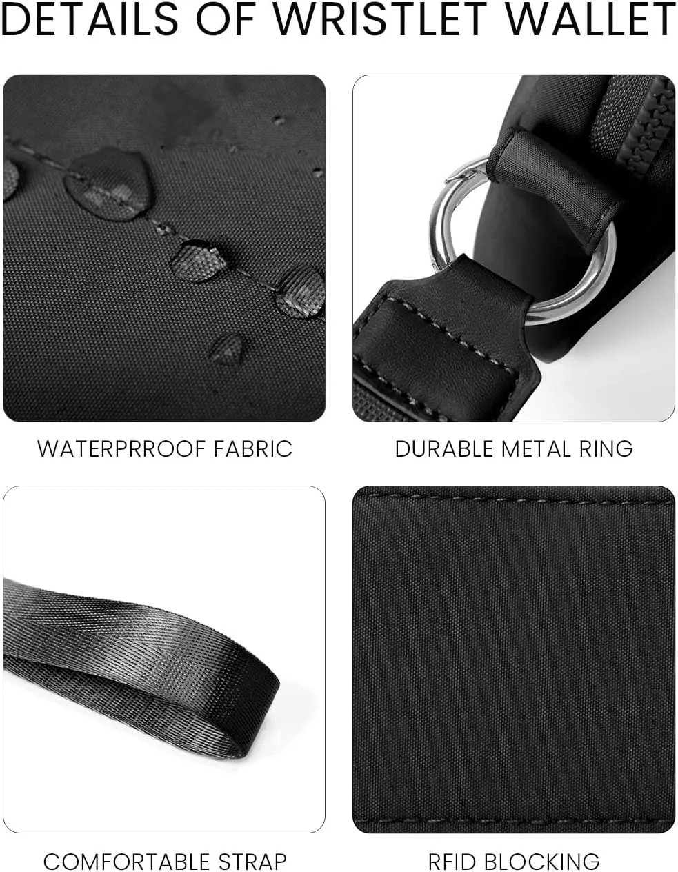 Wristlet Wallets for Women Nylon Quilted Wallet Card Case with ID Window Purses for Women for Travel Clutch Wallet