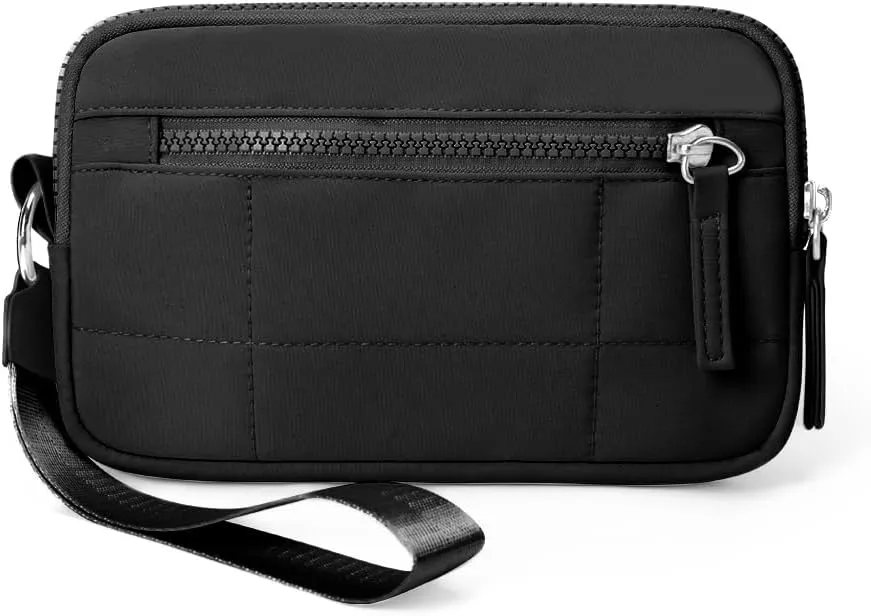 Wristlet Wallets for Women Nylon Quilted Wallet Card Case with ID Window Purses for Women for Travel Clutch Wallet