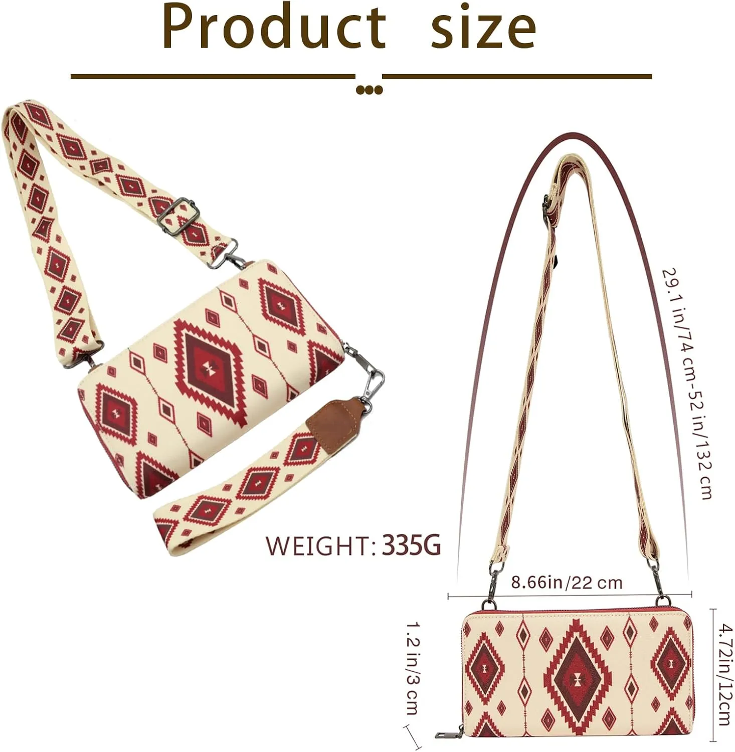 Wristlet Western Wallet Boho Aztec Credit Card Holder purse Clutch bag Shoulder bag for Women