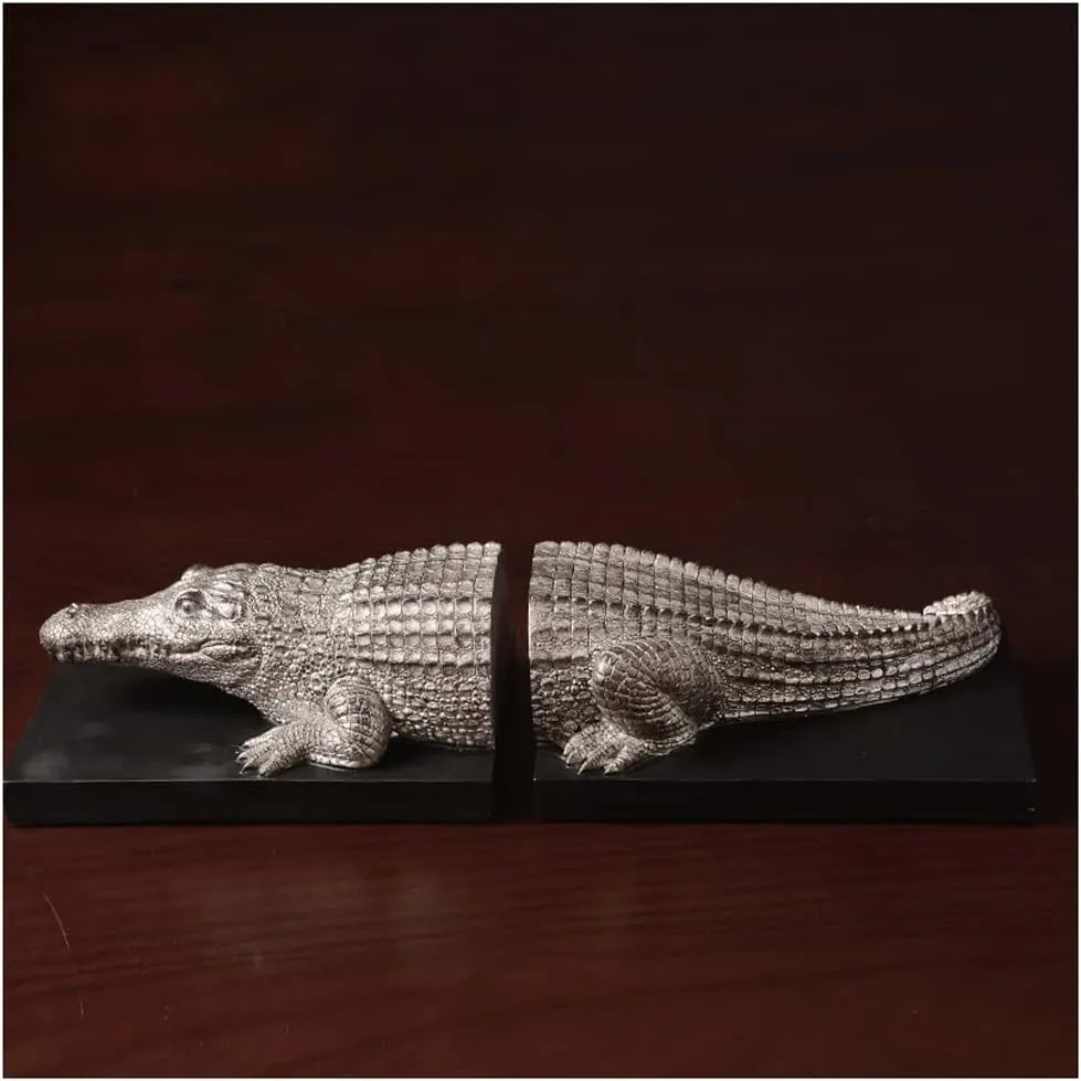 XIAOSAKU Bookends Modern Bookends Modern Minimalist Creative Light Luxury Crocodile Bookends Ornaments Study Office Book Books Rely On Animal Decorations Bookends Decorative