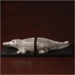 XIAOSAKU Bookends Modern Bookends Modern Minimalist Creative Light Luxury Crocodile Bookends Ornaments Study Office Book Books Rely On Animal Decorations Bookends Decorative