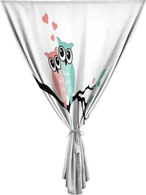 XISUNYA Self Adhesive Portable Blackout Curtains, Valentines Love Room Darkening Curtains, Cute Owl Couple Sitting on Tree Branch Print Temporary Blackout Blinds,47W x54L Inches, for Bathroom Bedroom