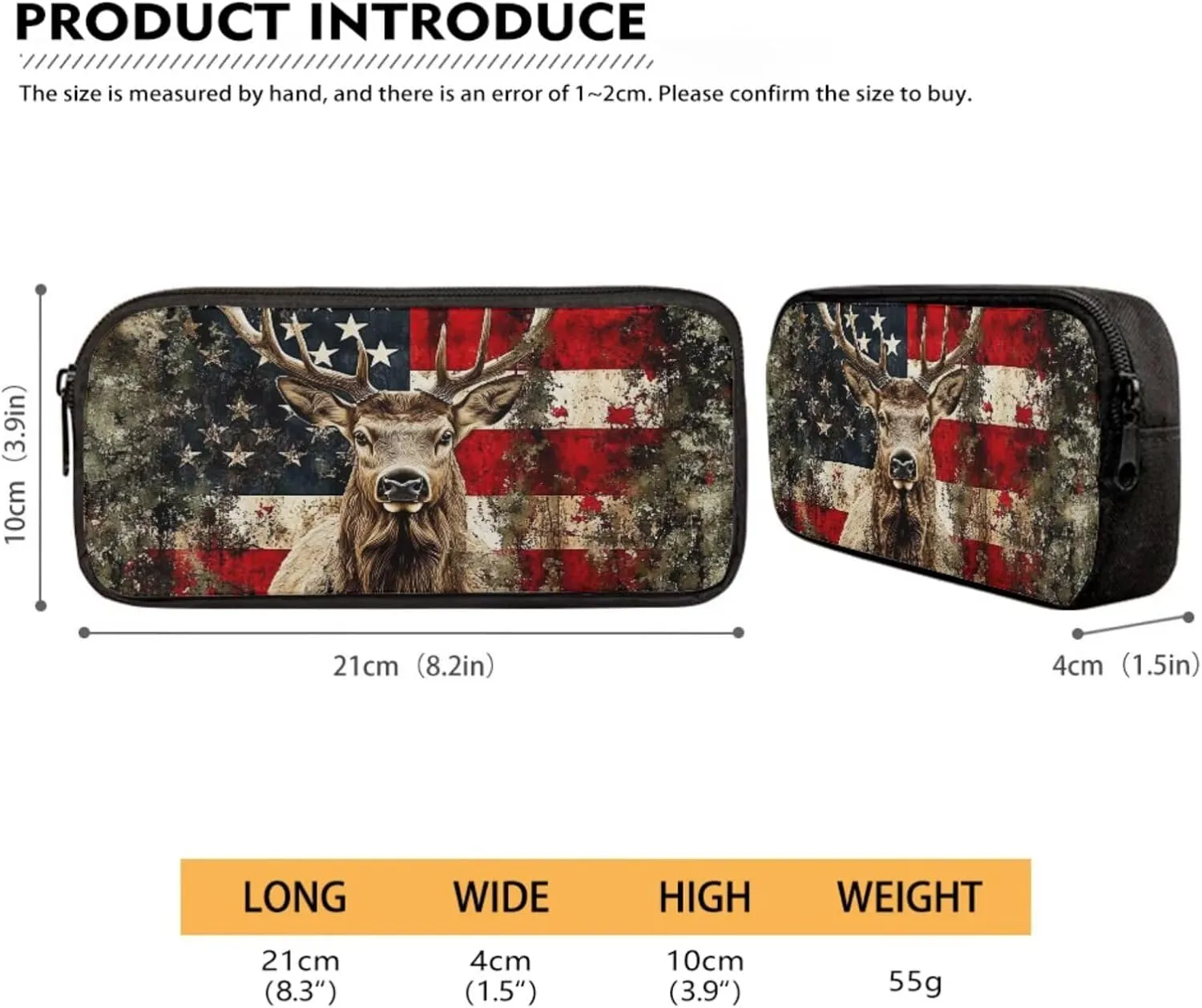 Xoenoiee American Flag Hunting Elk Pattern Back to School Backpack Set of 3 Teens Students 17in Large Schoolbag Thermal Lunch Box Pencil Bag 3 in 1 for Boys
