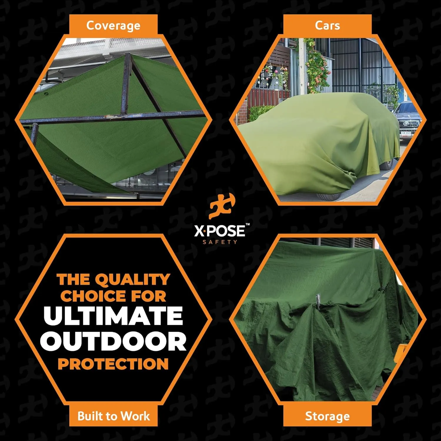 Xpose Safety Canvas Tarp - 10oz Green Canvas Tarps Heavy Duty Water Resistant with Brass Grommets- Multipurpose Outdoor Tarpaulin for Camping, Canopy, Trailer, Equipment Cover 6' x 8'