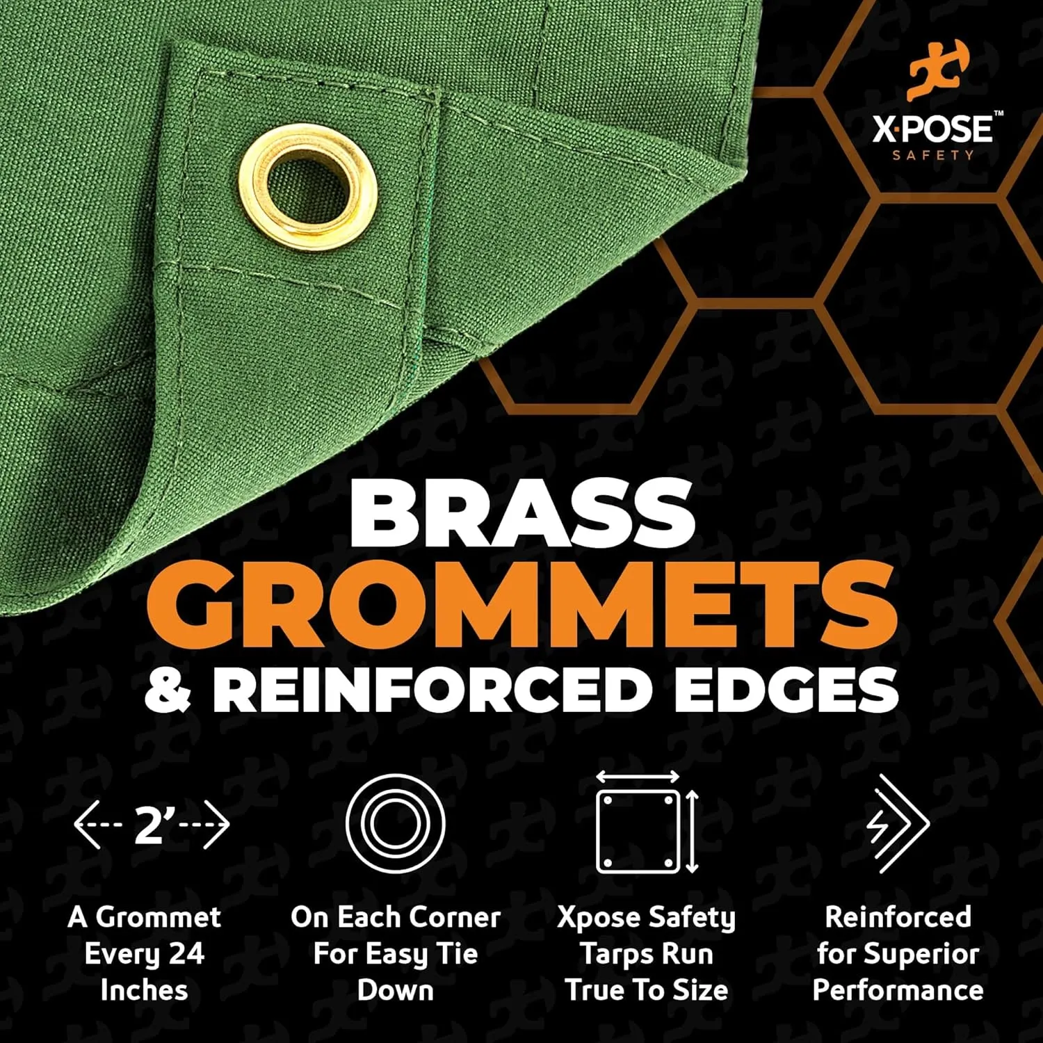 Xpose Safety Canvas Tarp - 10oz Green Canvas Tarps Heavy Duty Water Resistant with Brass Grommets- Multipurpose Outdoor Tarpaulin for Camping, Canopy, Trailer, Equipment Cover 6' x 8'