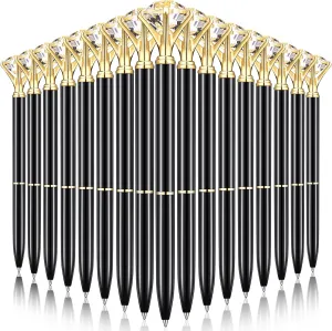 Yahenda 50 Pcs Diamond Pens Bridal Shower Ballpoint Pen bulk Black Ink Bling Crystal Metal Bling Gifts with Diamond on Top for Women Bridesmaid Wedding Office School(Black)