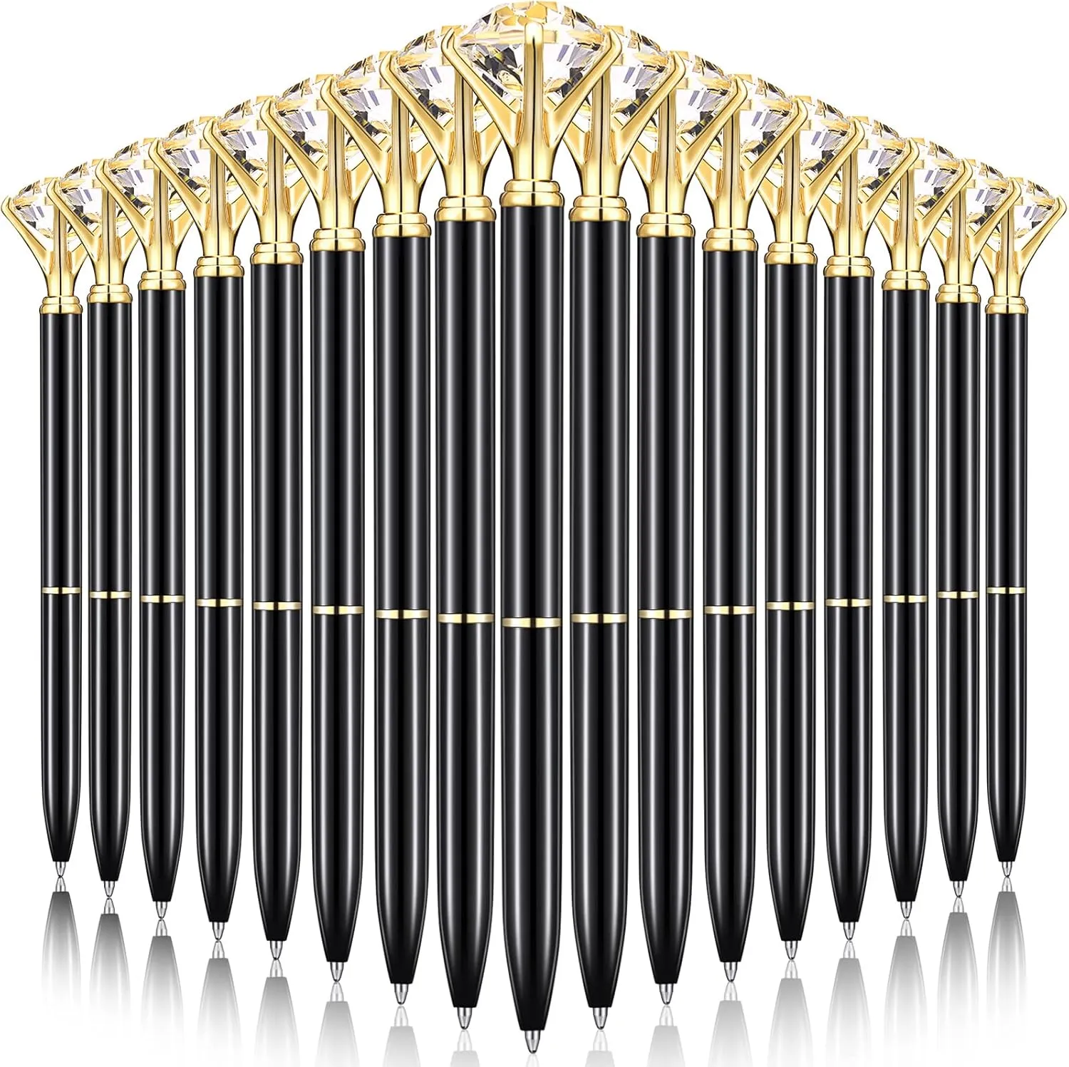 Yahenda 50 Pcs Diamond Pens Bridal Shower Ballpoint Pen bulk Black Ink Bling Crystal Metal Bling Gifts with Diamond on Top for Women Bridesmaid Wedding Office School(Black)