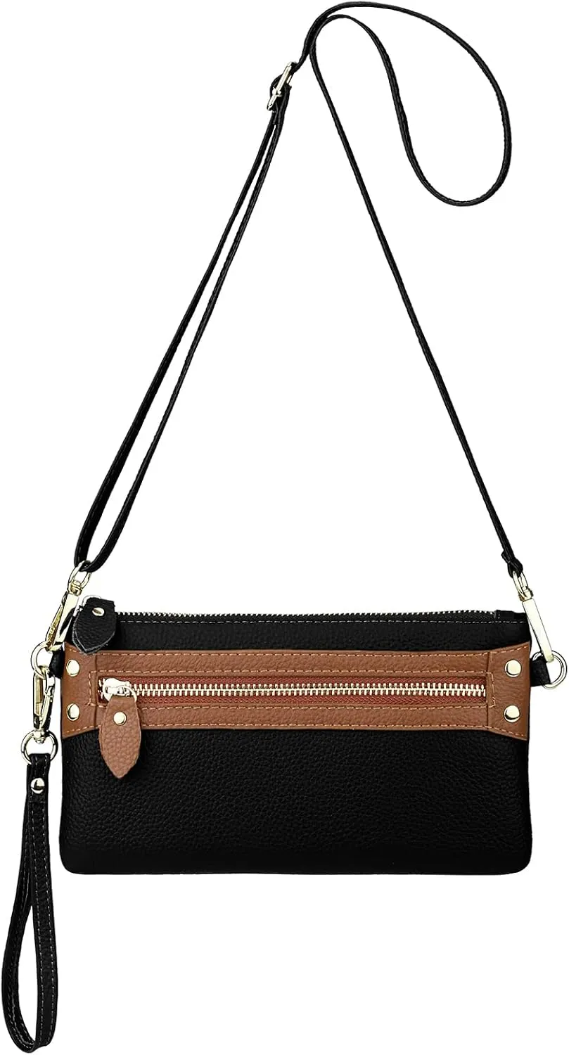 YALUXE Genuine Leather Wristlet Handbags Purses Clutch Pouch Wallet Crossbody Bags for Women