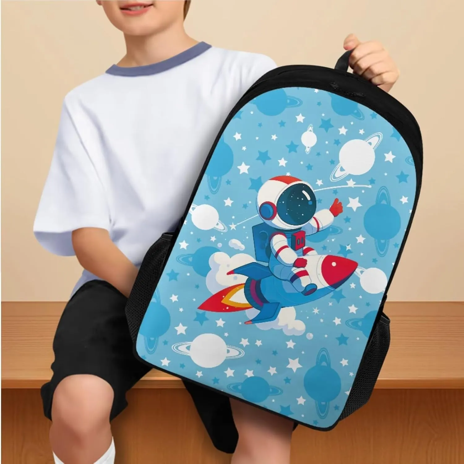 YEXIATODO Astronaut Backpack for School Boys Kids Backpack Set with Lunch Box Pencil Pouch Water Bottle Holder Schoolbags for Elementary Middle School Travel Daily Use for Girls Ages 6-8