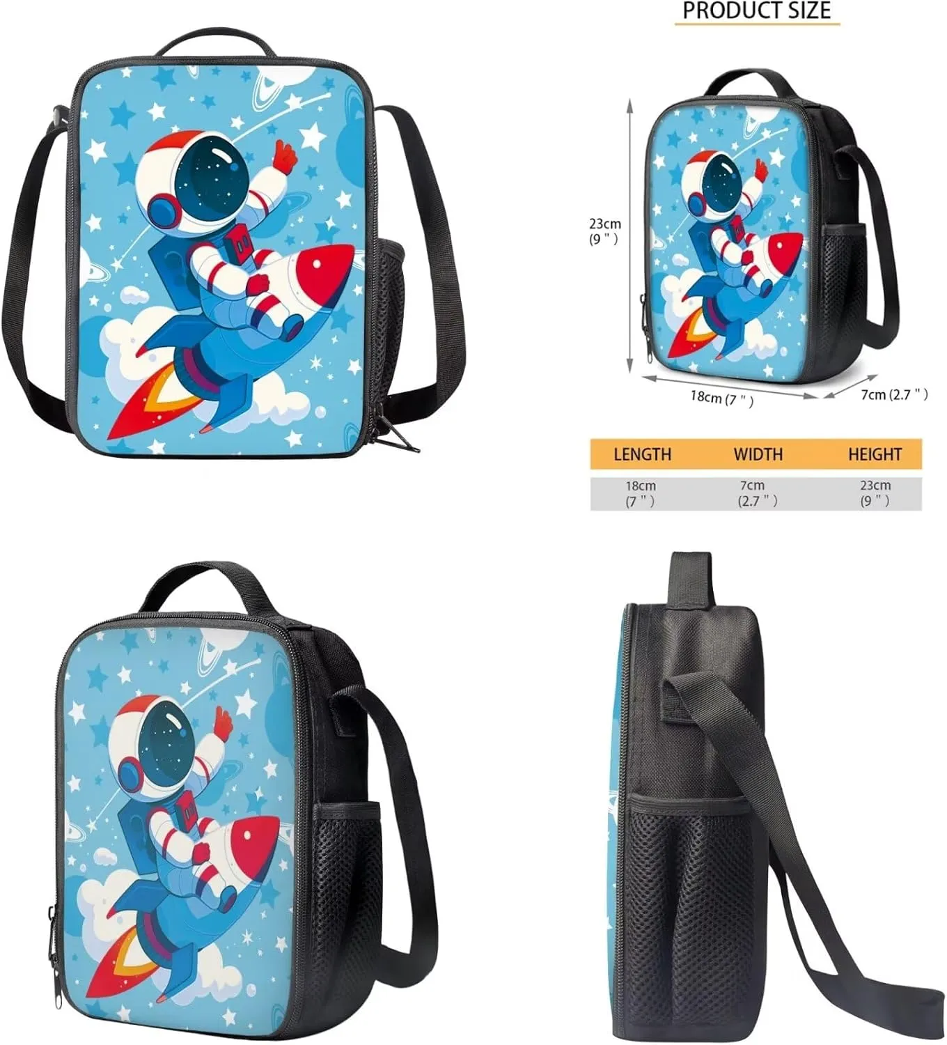YEXIATODO Astronaut Backpack for School Boys Kids Backpack Set with Lunch Box Pencil Pouch Water Bottle Holder Schoolbags for Elementary Middle School Travel Daily Use for Girls Ages 6-8