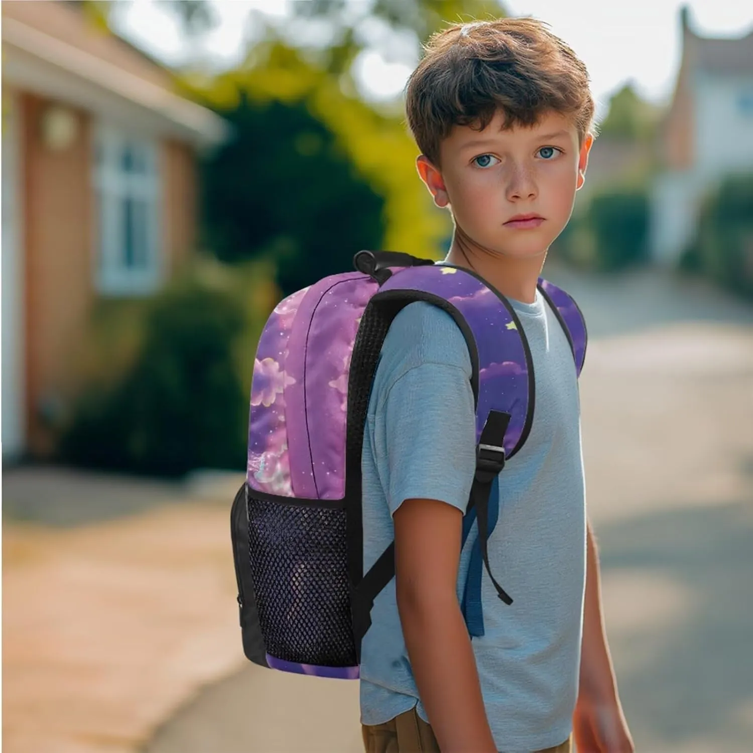 YEXIATODO Bookbags for 6Th Grade Girls Purple Whale Backpack With Lunch Box Kids Girls Kindergarten Primary School Back Packs Bookbag for Boys Large Schoolbags Abstract Rucksack Outdoor