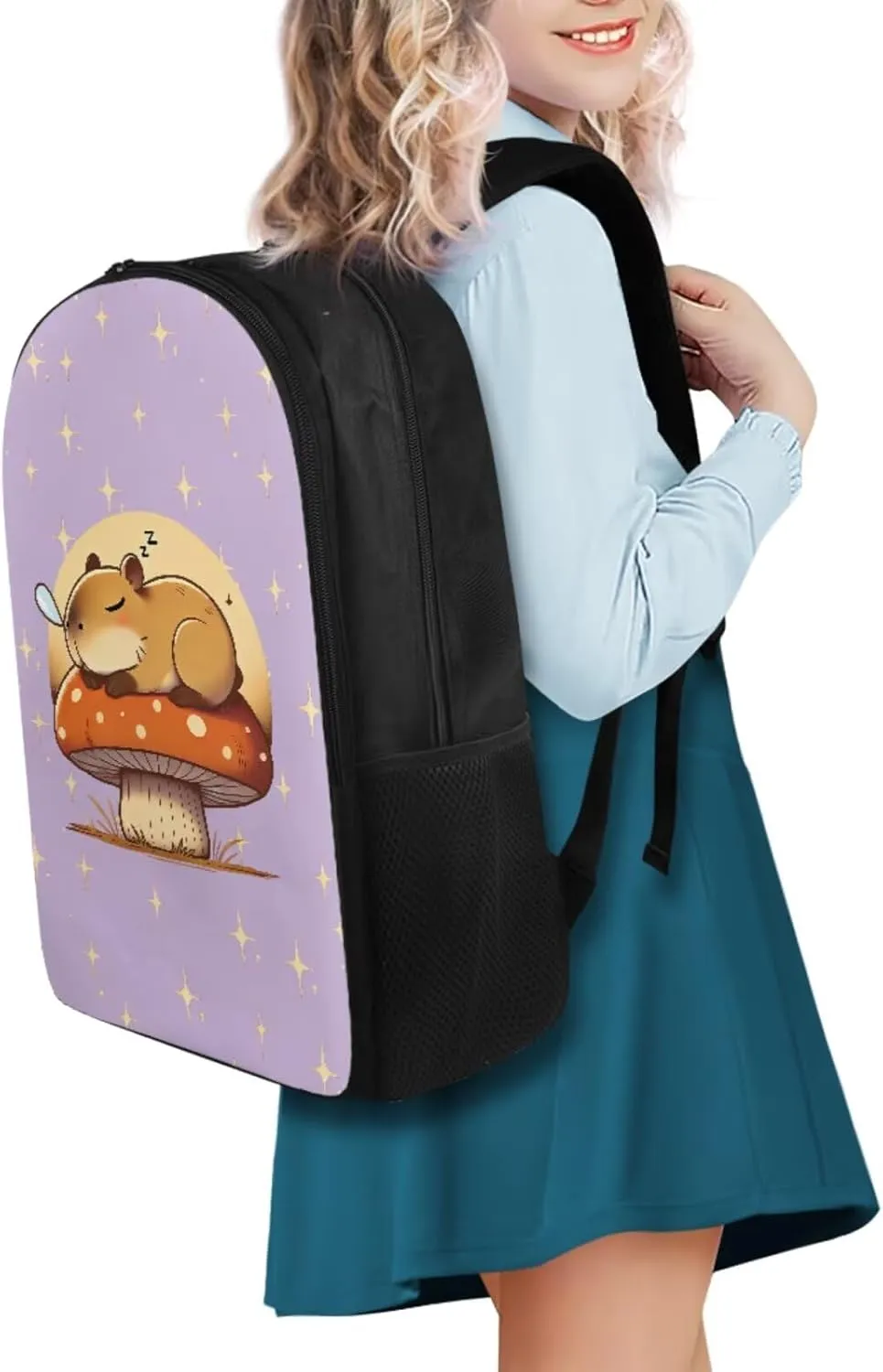 YEXIATODO Capybara Backpack for 1st 2nd 3rd Grade Girls with Lunchbox School Pencil Case Water Bottle Holder Hiking Backpack Aesthetic School Bags Students Bookbag for Back to School