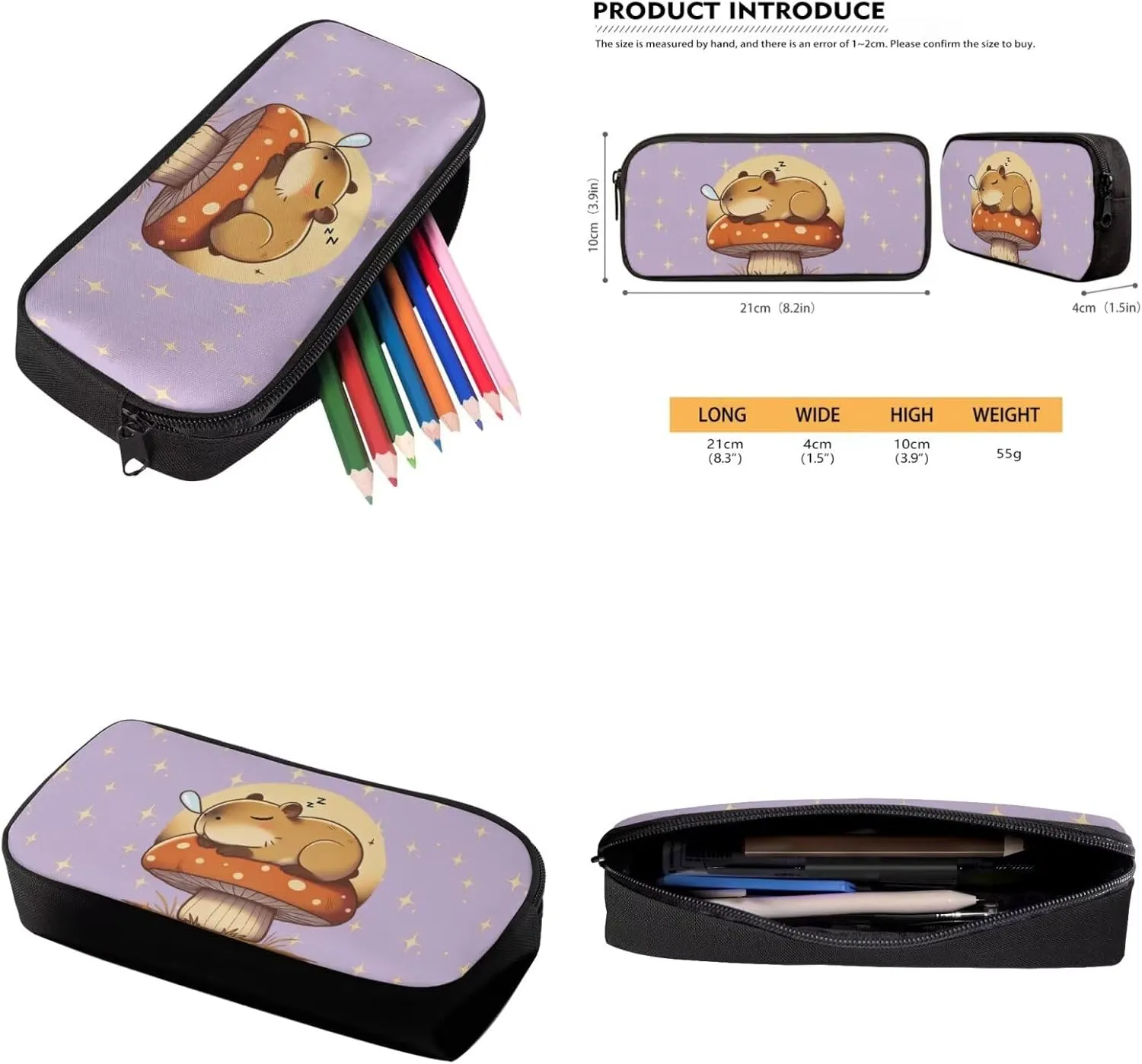 YEXIATODO Capybara Backpack for 1st 2nd 3rd Grade Girls with Lunchbox School Pencil Case Water Bottle Holder Hiking Backpack Aesthetic School Bags Students Bookbag for Back to School