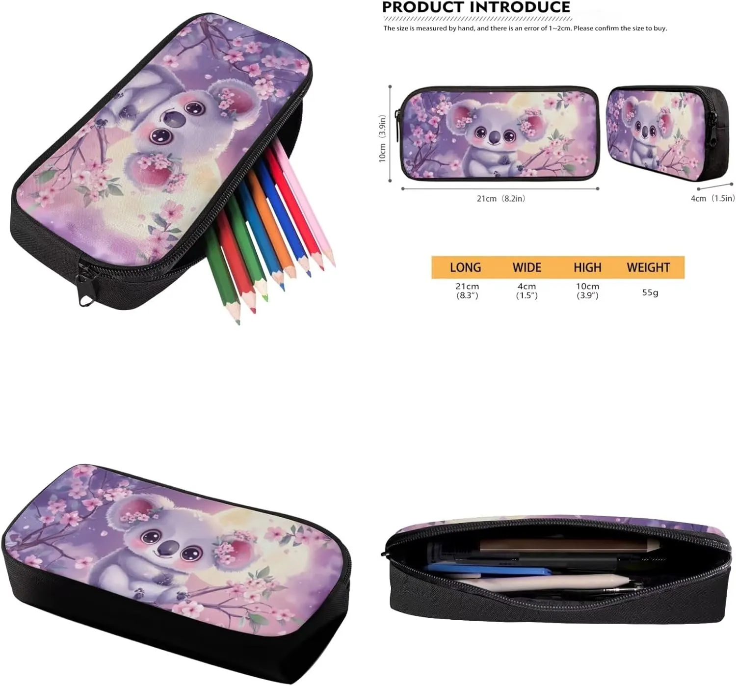 YEXIATODO Cherry Blossom Koala Backpack and Lunch Bag Set for Girls School Bags for Students 12-14 Middle Elementary Kids Backpack Bookbag for Teen Girls Teen Boys School Supplies