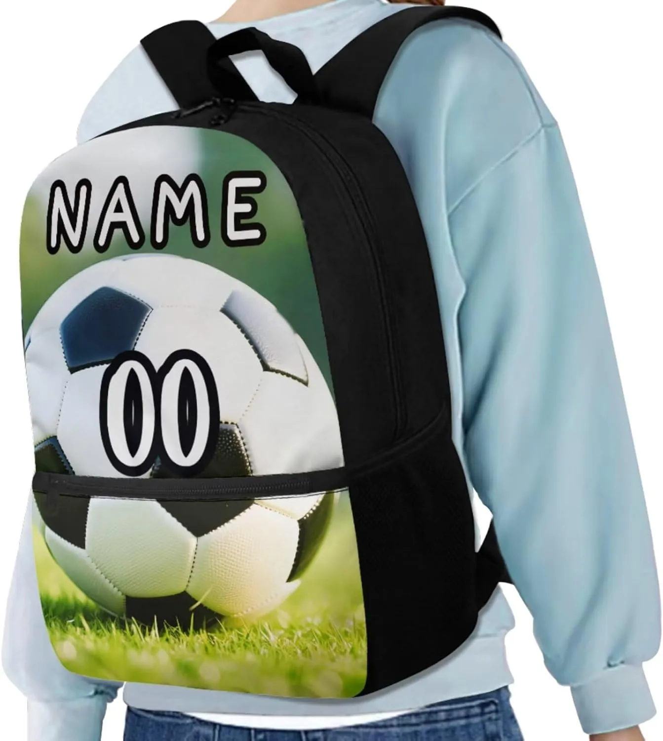 YEXIATODO Soccer Personalized Bookbags for 6th Grade Boys 5 Piece Student Back To School Book Bag with Lunch Box Pencil Case for Girls 1-6th Grade Primary Kindergarten Preschool Elementary