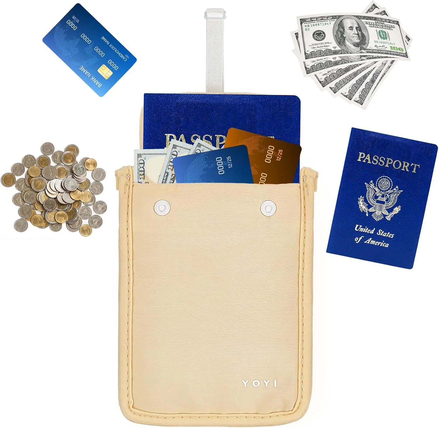 YOYI YOYI RFID Undercover Bra Wallet,Travel Pouch,Secret Pocket - Credit Cards & Money & Valuables with Adjustable,Elastic Strap Suitable for All Bra Sizes Large Rude