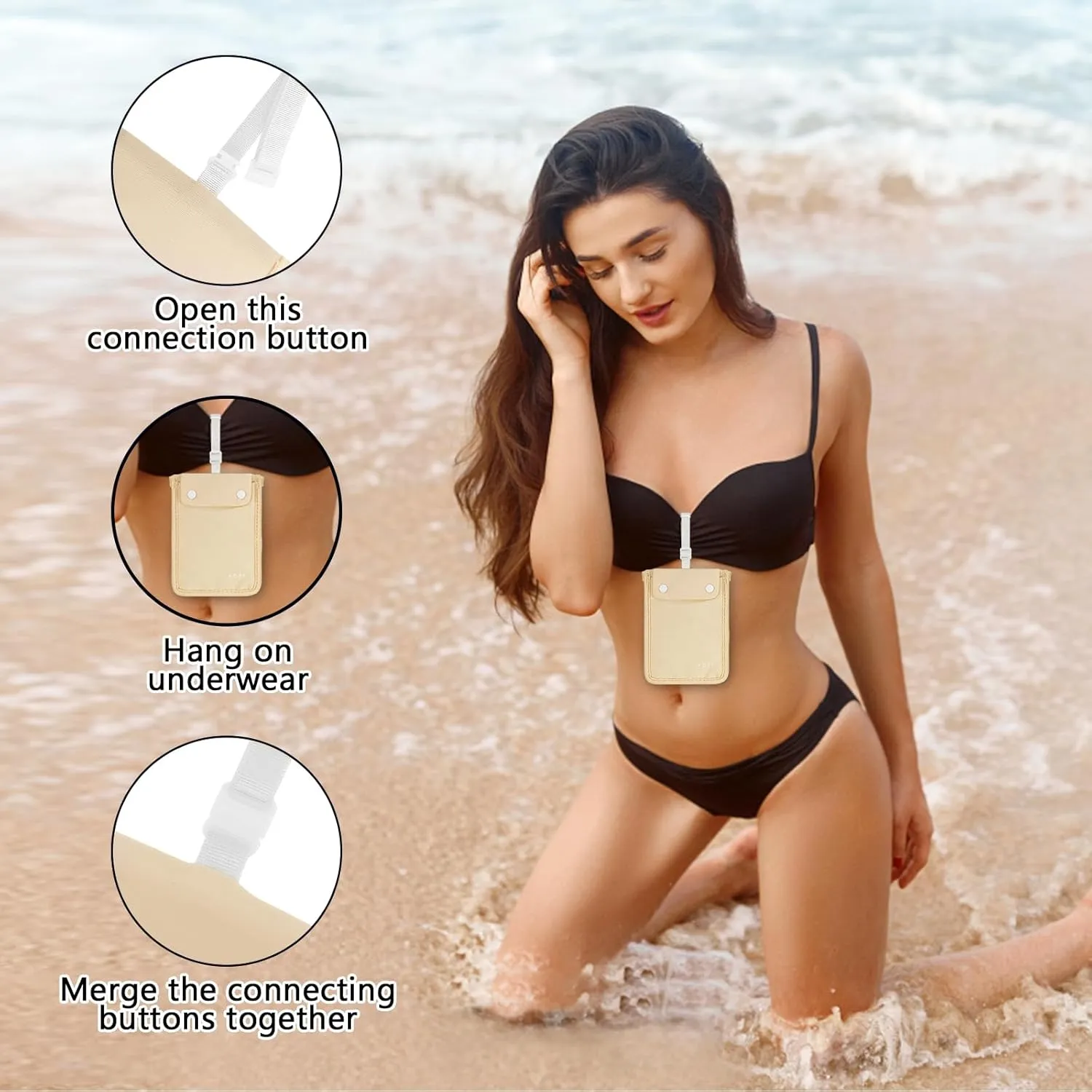YOYI YOYI RFID Undercover Bra Wallet,Travel Pouch,Secret Pocket - Credit Cards & Money & Valuables with Adjustable,Elastic Strap Suitable for All Bra Sizes Large Rude