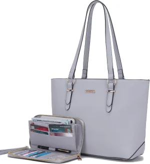 YZAOLL Purses for Women Faux Leather Medium Large Tote Satchel Shoulder Purse Handbag Wallet set