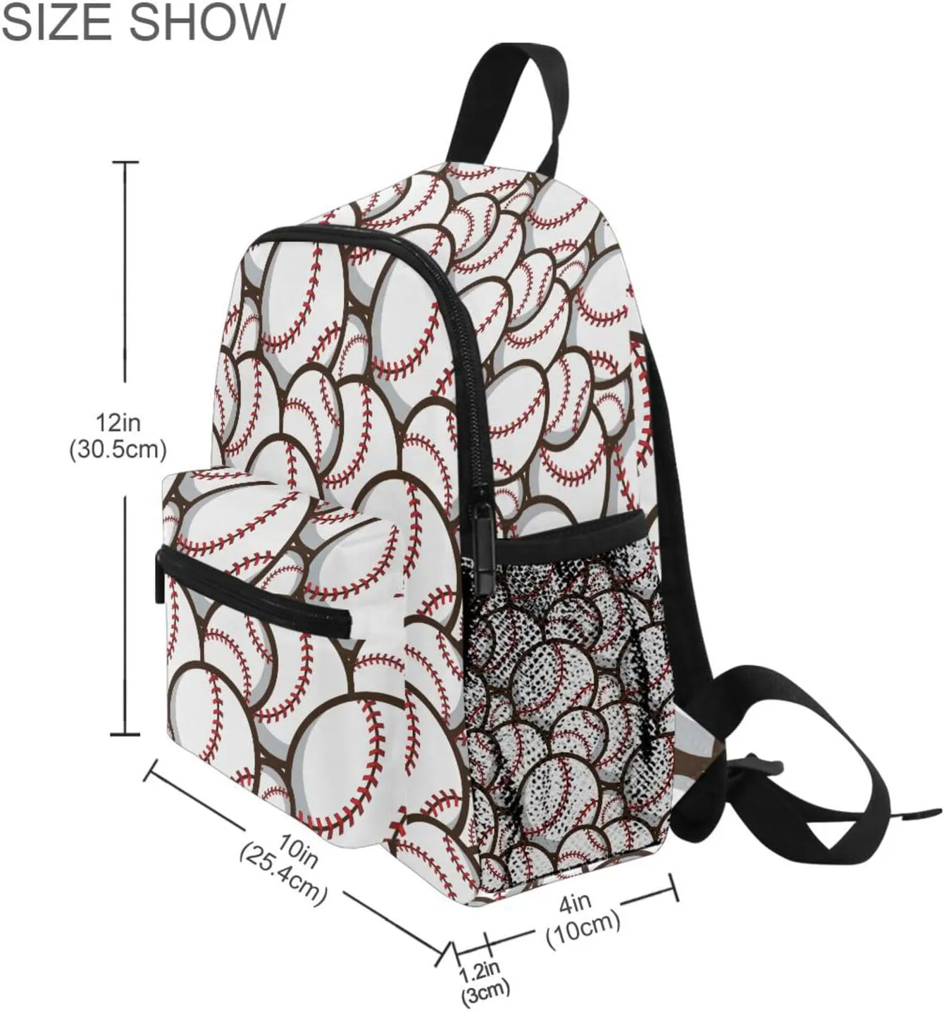 ZAZYXTJ Baseball Kids Backpack for Boys Girls Toddler Backpack with Chest Strap Name Tag Preschool Backpack 3-8 Years Old