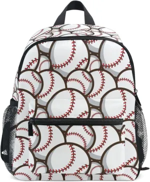 ZAZYXTJ Baseball Kids Backpack for Boys Girls Toddler Backpack with Chest Strap Name Tag Preschool Backpack 3-8 Years Old