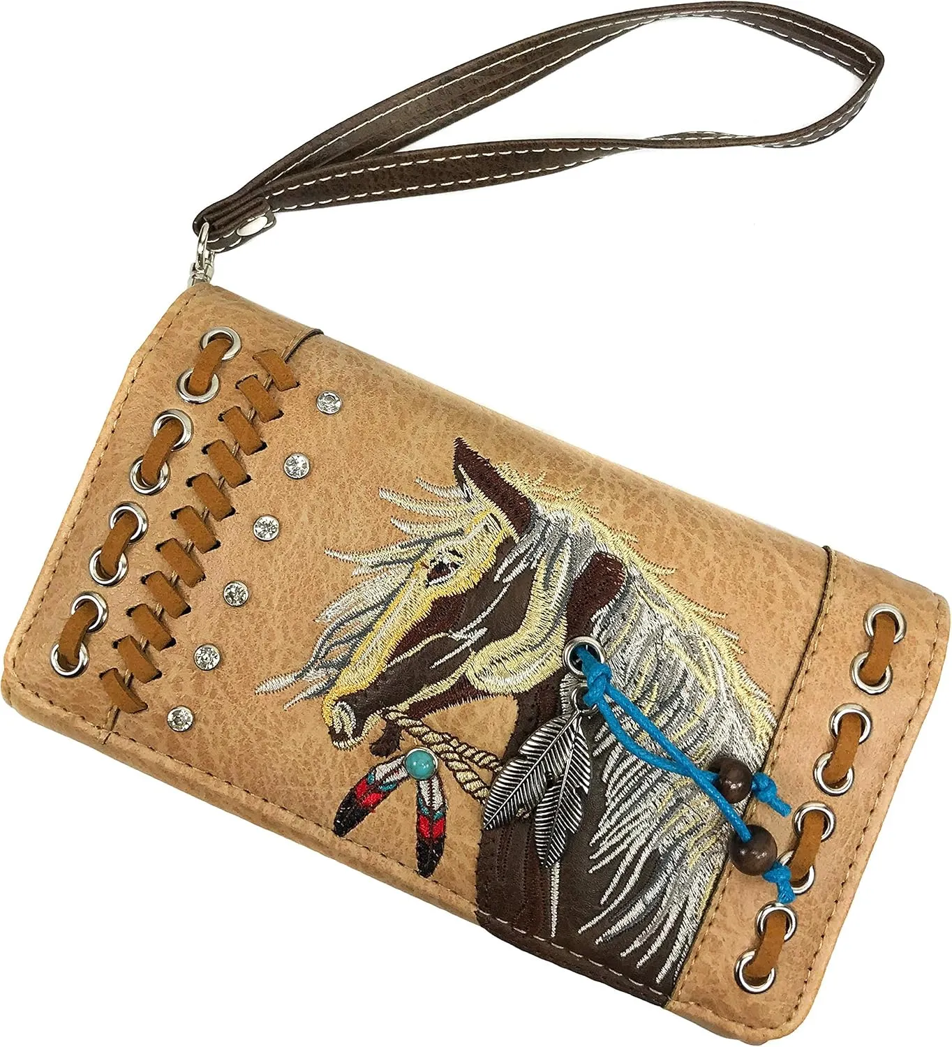 Zelris Dakota Dales Pony Horse Embroidery Mane Western Country Women Conceal Carry Tote Purse with Matching Wallet Set